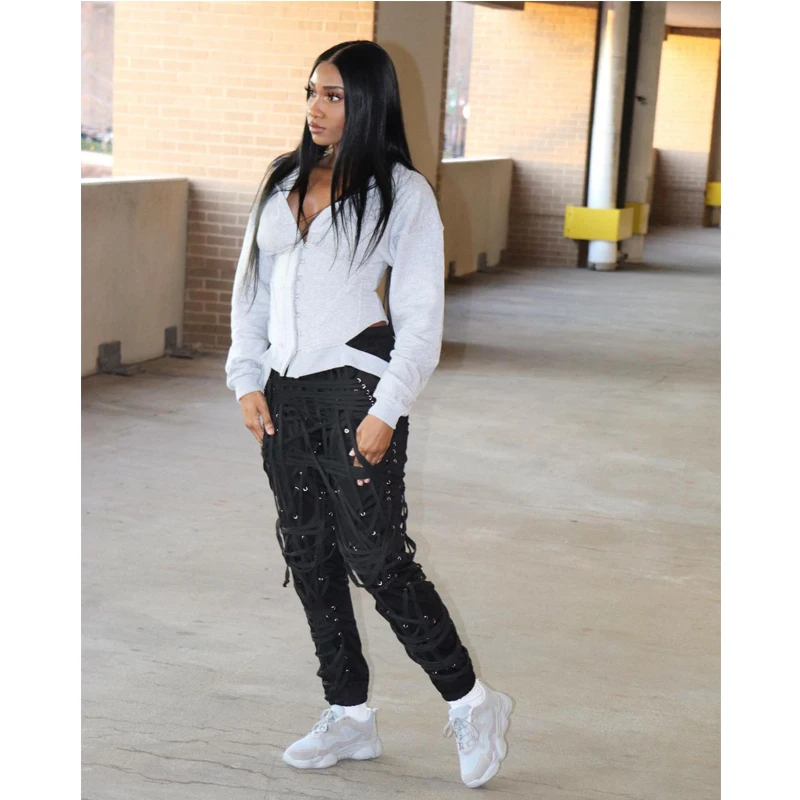 Lace Up Banadge Sweatpants Streetwear Women Joggers Trousers High Waist Black Cargo Pants Female Fall Harajuku Harem Pants
Lace Up Banadge Sweatpants Streetwear Women Joggers Trousers High Waist Black Cargo Pants Female Fall Harajuku Harem Pants