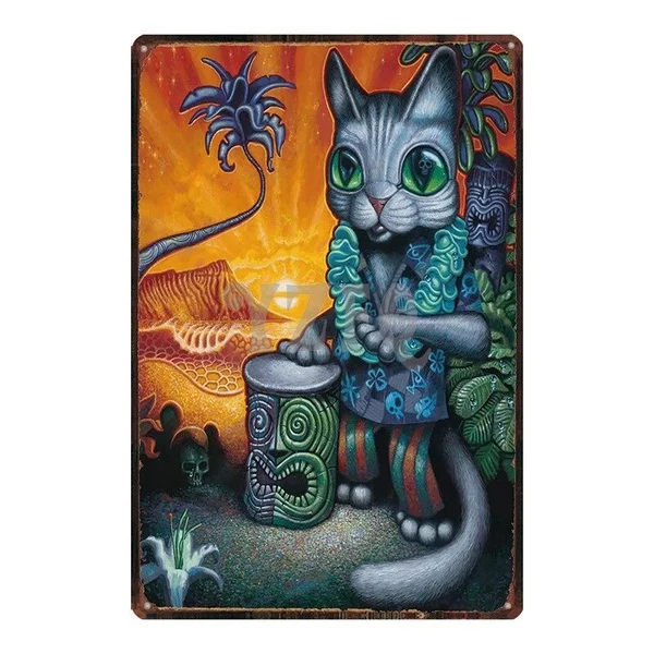 TIKI Bar Cat Pet Metal Sign Hawaii Summer Tin Sign For Wall Art Music Bar Retro Home Decor
TIKI Bar Cat Pet Metal Sign Hawaii Summer Tin Sign For Wall Art Music Bar Retro Home Decor