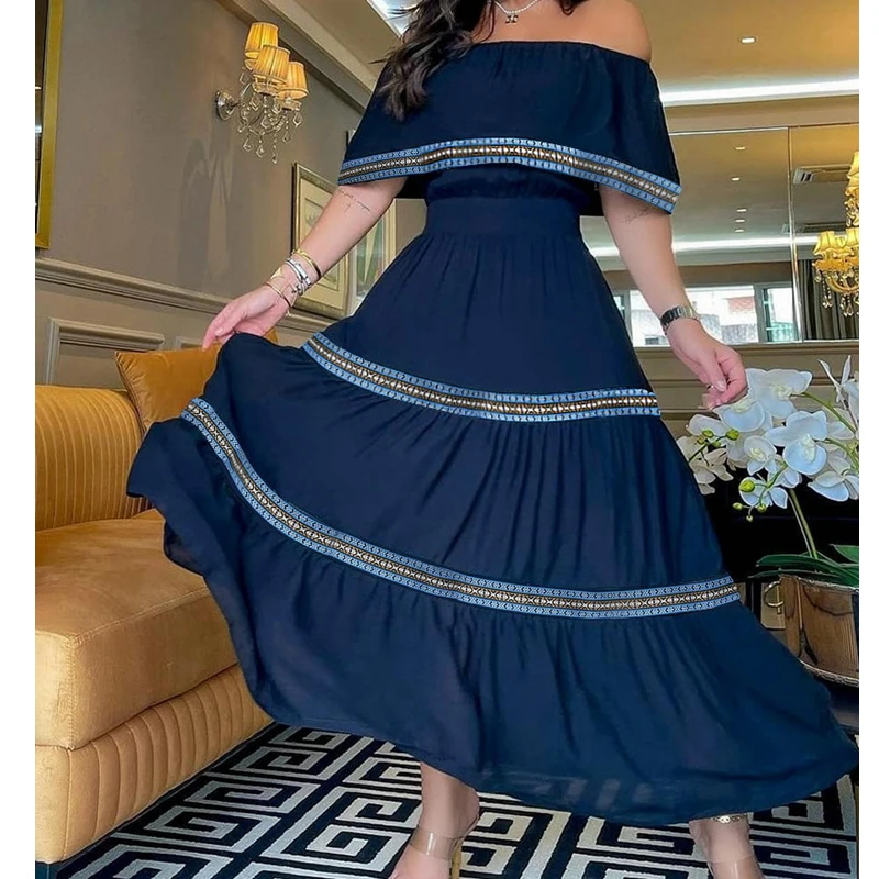 Женское длинное платье с открытыми плечами, синее однотонное платье с воротником-лодочкой и высокой талией, вечернее платье с широкой юбкой...
Женское длинное платье с открытыми плечами, синее однотонное платье с воротником-лодочкой и высокой талией, вечернее платье с широкой юбкой...