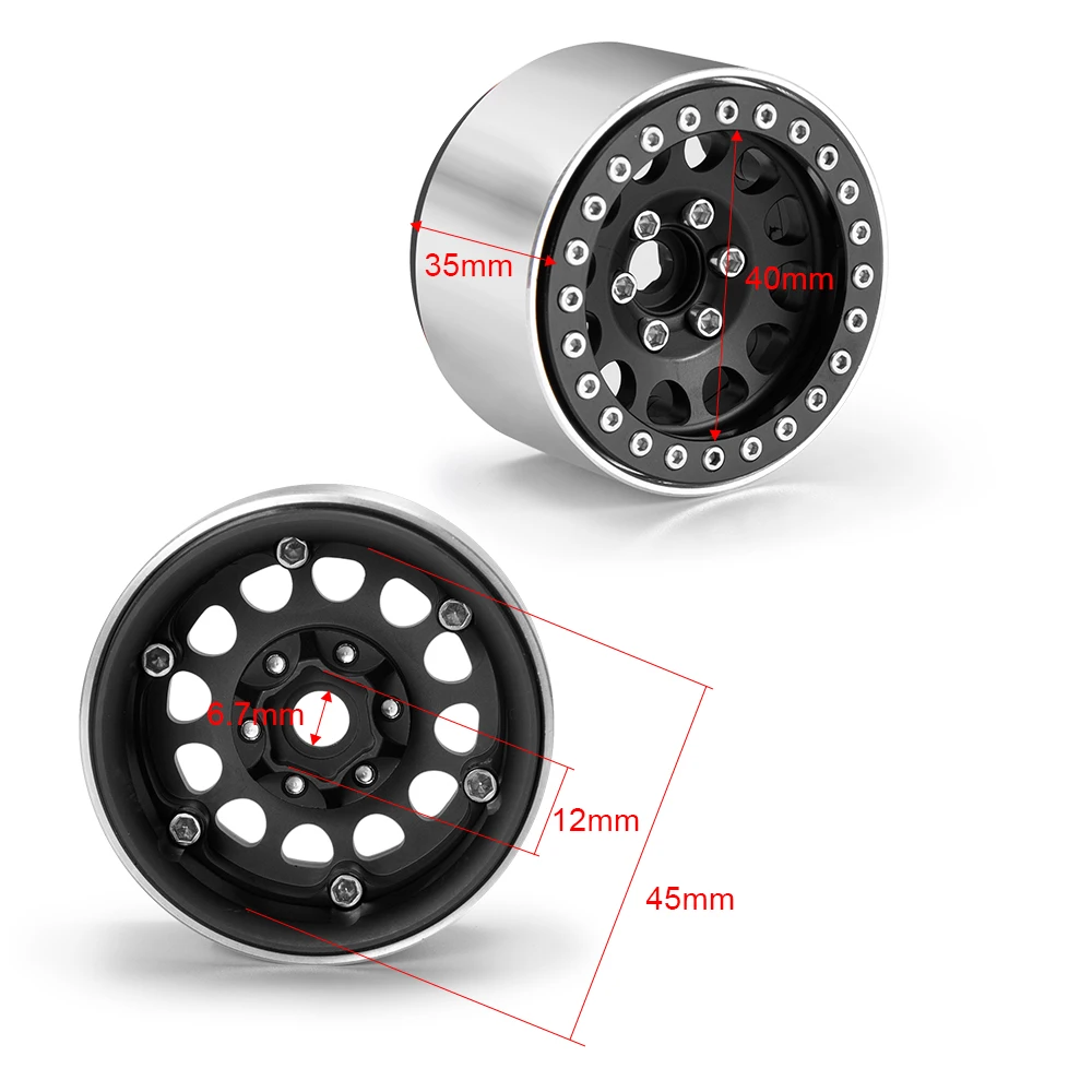 5 Colors Metal Alloy 1.9inch Beadlock Wheel Rims 35mm Width Hubs for Axial SCX10 TRX-4 1/10 RC Crawler Car
5 Colors Metal Alloy 1.9inch Beadlock Wheel Rims 35mm Width Hubs for Axial SCX10 TRX-4 1/10 RC Crawler Car