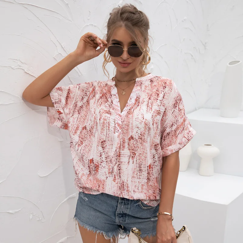 2021 Summer Women Chiffon Fashion Blouse Short Sleeve V-Neck Tie Dye Print Shirt Loose Blouses Lady Tops Plus Size Female Shirts
2021 Summer Women Chiffon Fashion Blouse Short Sleeve V-Neck Tie Dye Print Shirt Loose Blouses Lady Tops Plus Size Female Shirts