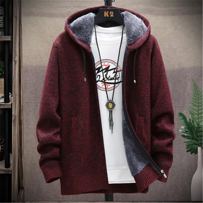 Men Inner Fleece Sweaters Winter Warm Knitted Slim Sweater Autumn Hooded Thick Coat 2021 Mens Cardigan Clothing XXXL Male Zipper
Men Inner Fleece Sweaters Winter Warm Knitted Slim Sweater Autumn Hooded Thick Coat 2021 Mens Cardigan Clothing XXXL Male Zipper