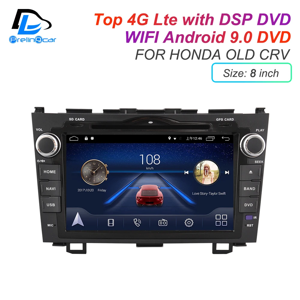 IPS сенсорный экран DSP звук Android 9 0 2 DIN 4g Lte радио для Honda CRV 2008 2009 2012 года GPS DVD плеер