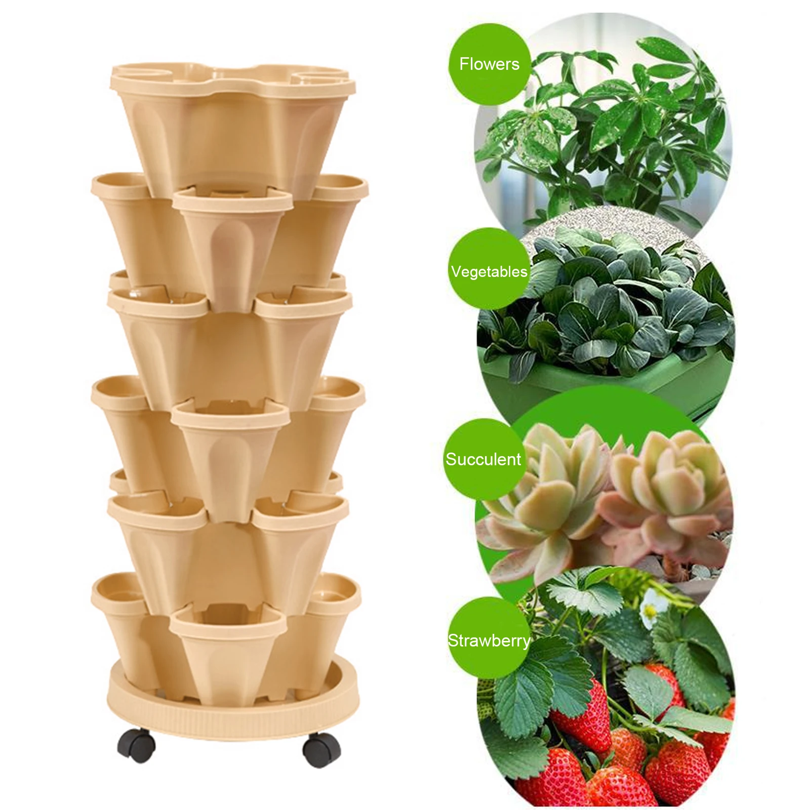 Stack-up Type Stereoscopic Flowerpot Plastic Stackable Vertical Flower Plant Pot Strawberry Vegetables Pot Decoration
Stack-up Type Stereoscopic Flowerpot Plastic Stackable Vertical Flower Plant Pot Strawberry Vegetables Pot Decoration