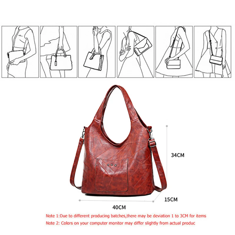 Leather Women's Shoulder Handbags Hobos Large Capacity Messenger Bags Casual Rivet Soft Patchwork Bucket Trend crossbody Bags
Leather Women's Shoulder Handbags Hobos Large Capacity Messenger Bags Casual Rivet Soft Patchwork Bucket Trend crossbody Bags