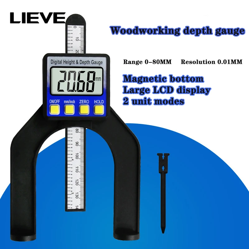 Цифровой глубиномер с ЖК-дисплеем, измеритель высоты с магнитными ножками для фрезерных столов и деревообрабатывающих инструментов
Цифровой глубиномер с ЖК-дисплеем, измеритель высоты с магнитными ножками для фрезерных столов и деревообрабатывающих инструментов