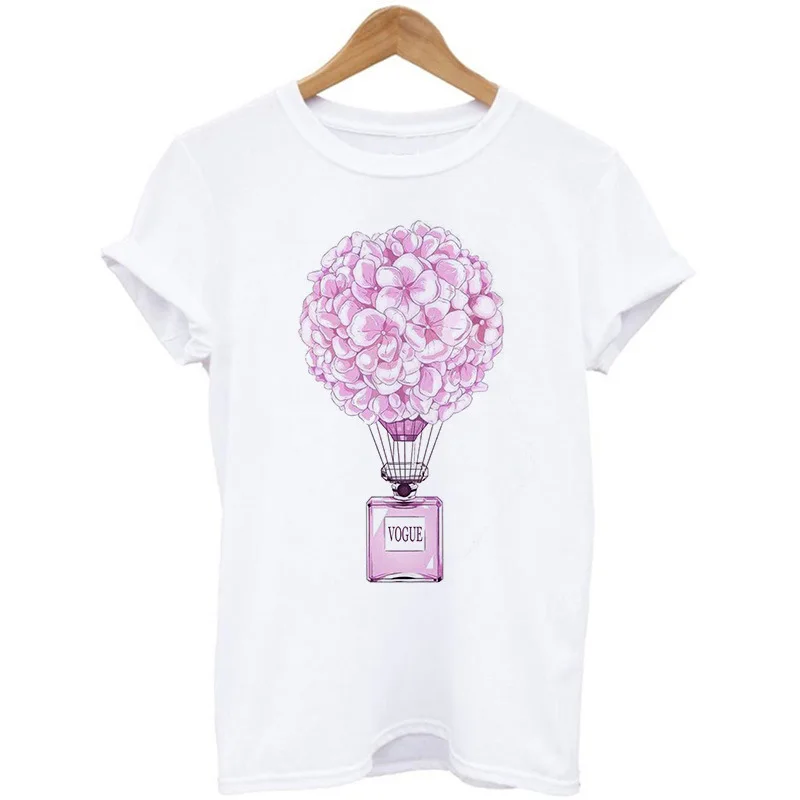 Vogue Perfume Flower Print T Shirt Women Short Sleeve O Neck Loose Tshirt Women Tee Shirt Tops Female Clothes Camisetas Mujer
Vogue Perfume Flower Print T Shirt Women Short Sleeve O Neck Loose Tshirt Women Tee Shirt Tops Female Clothes Camisetas Mujer