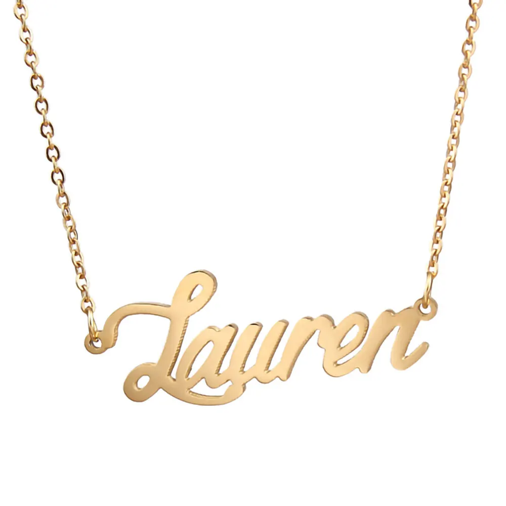 Lauren Nameplate Necklace for Women Stainless Steel Jewelry Gold Plated Name Chain Pendant Femme Mothers Friends Gift
Lauren Nameplate Necklace for Women Stainless Steel Jewelry Gold Plated Name Chain Pendant Femme Mothers Friends Gift