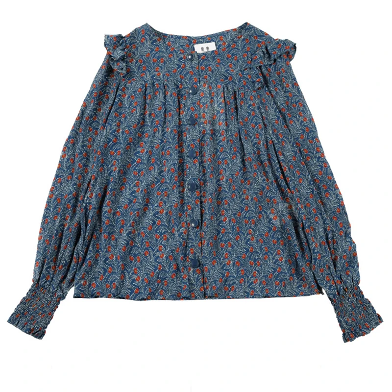 French Simple Fashion Printing Temperament Ruffled Round Neck Floral Single-breasted Long-sleeved Shirt Women Women Shirt
French Simple Fashion Printing Temperament Ruffled Round Neck Floral Single-breasted Long-sleeved Shirt Women Women Shirt