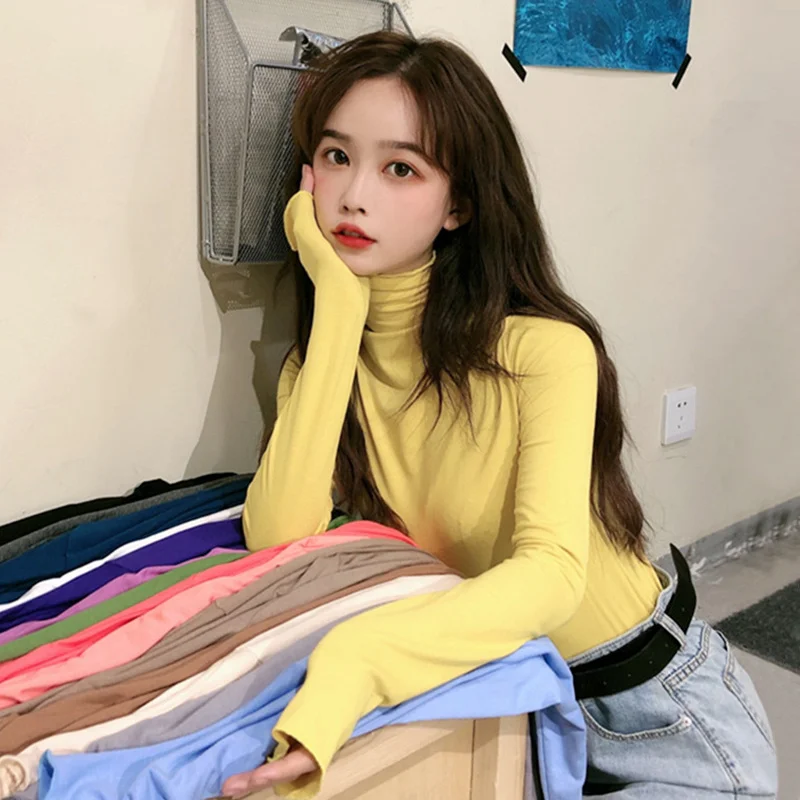 Solid Color Collar Bottomed Shirt With Women's Top In Spring And Autumn 2021 New Design Thin Long Sleeve T-shirt
Solid Color Collar Bottomed Shirt With Women's Top In Spring And Autumn 2021 New Design Thin Long Sleeve T-shirt