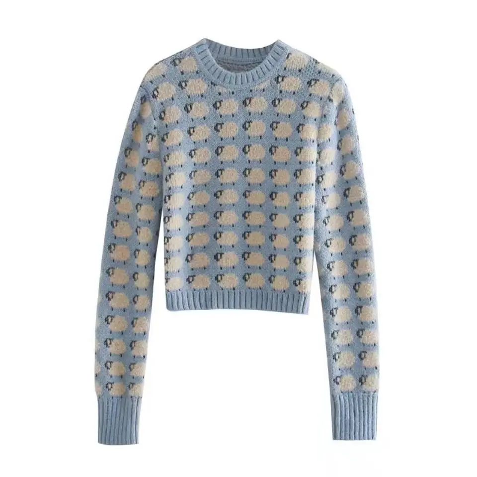 Autumn new women's Retro jacquard with Short Knitwear top and bottom sweater coat
Autumn new women's Retro jacquard with Short Knitwear top and bottom sweater coat