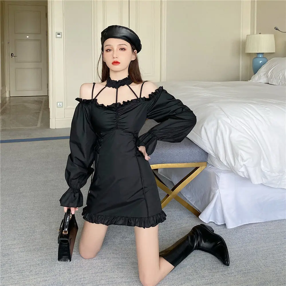 Women Dress Sweet Halter Vintage Hollow Out Cute Ruffles Autumn Lace Up Sexy Long Sleeve Shirt Top Blusas
Women Dress Sweet Halter Vintage Hollow Out Cute Ruffles Autumn Lace Up Sexy Long Sleeve Shirt Top Blusas
