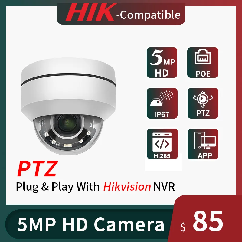 5MP 4X PTZ Speed Dome POE IP Camera 2.8mm-12mm Security Surveillance CCTV IR P2P Plug&Play with Hikvision
5MP 4X PTZ Speed Dome POE IP Camera 2.8mm-12mm Security Surveillance CCTV IR P2P Plug&Play with Hikvision