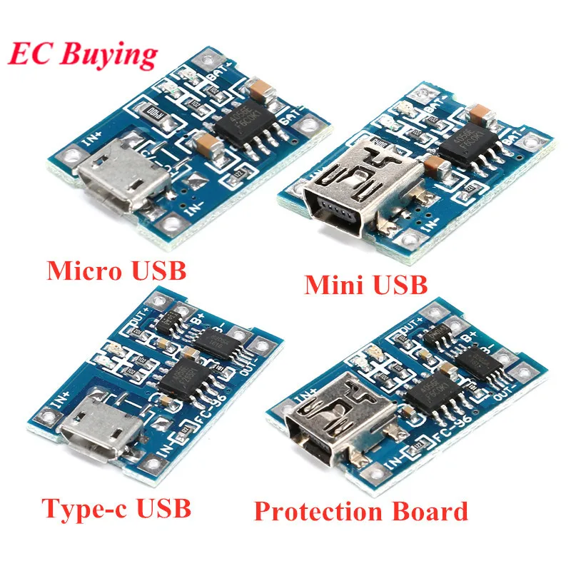

Type-c/Micro/Mini USB 5V 1A 18650 TP4056 модуль зарядного устройства литиевой батареи зарядная плата с защитой и двумя функциями 1A li-ion