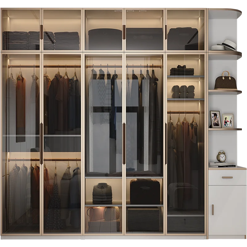 Wardrobe household bedroom simple and economical light luxury glass door combined wardrobe
Wardrobe household bedroom simple and economical light luxury glass door combined wardrobe