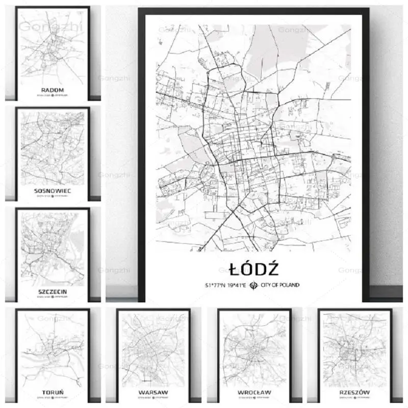 Custom Map Poster Poland City Map Black and White Print Painting Lodz Radom Warsaw Wroclaw Map for Living Room Home Decor 
Custom Map Poster Poland City Map Black and White Print Painting Lodz Radom Warsaw Wroclaw Map for Living Room Home Decor