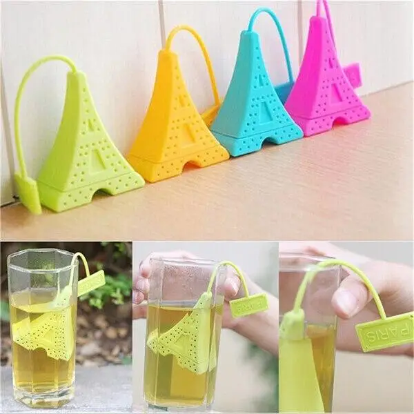 

1pcs Silicone Tea Infuser Loose Tea Leaf Strainer Herbal Spice Filter Diffuser Eiffel Tower Shaped Tea Infuser Filter Home Decor