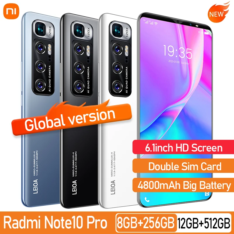 Note 10 Pro SmartPhone Global Version Android Mobile Phones 12GB+512GB Phone CellPhones 6.1 Inch 4G/5G Smartphoens Quad Camera
Note 10 Pro SmartPhone Global Version Android Mobile Phones 12GB+512GB Phone CellPhones 6.1 Inch 4G/5G Smartphoens Quad Camera