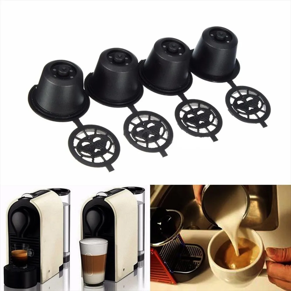 4 Pcs Coffee Capsule Cup for Coffee Machine Plastic+Stainless Steel Reusable Coffee Capsule Filter Cup Refillable Caps Spoon
4 Pcs Coffee Capsule Cup for Coffee Machine Plastic+Stainless Steel Reusable Coffee Capsule Filter Cup Refillable Caps Spoon