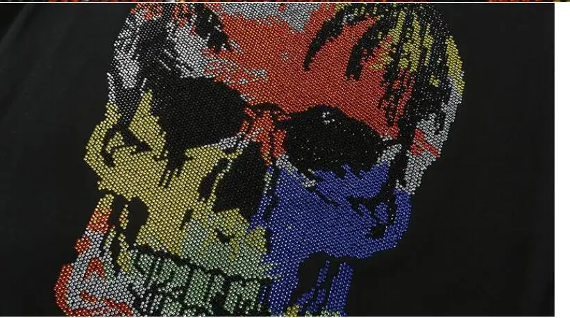 Men Shiny Rhinestone Skull Tshirt Colorful Diamond Round Neck Short Sleeve Designer Tshirts 100% Cotton Tops Street Trendy Tees
Men Shiny Rhinestone Skull Tshirt Colorful Diamond Round Neck Short Sleeve Designer Tshirts 100% Cotton Tops Street Trendy Tees