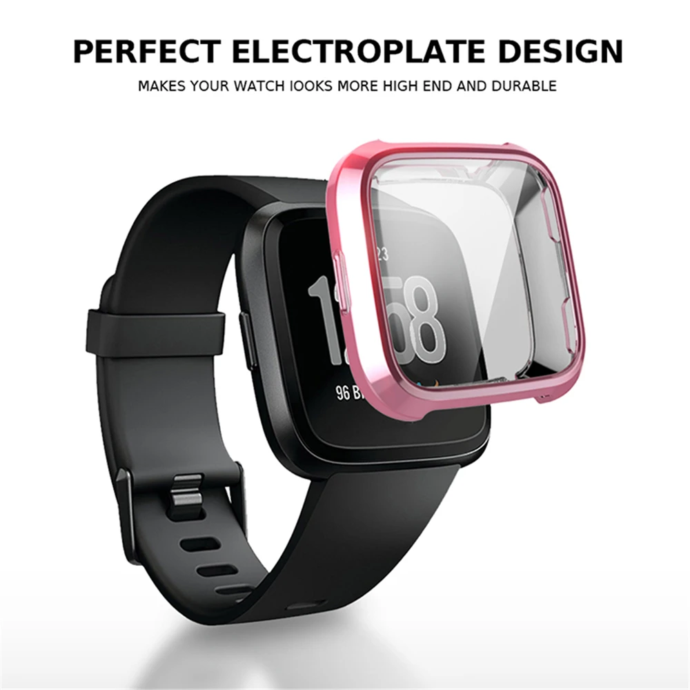 

Electroplating TPU All-inclusive Anti-fall Case Screen Protector Protective Cover Shell for Fitbit Versa/Fitbit Versa SE Watch