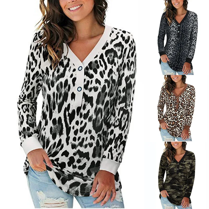 Button Leopard Long Sleeve T-Shirt for Women 90s Vintage V-Neck Tunic Female 2021 Autumn New Casual Womens Clothing Top Tee
Button Leopard Long Sleeve T-Shirt for Women 90s Vintage V-Neck Tunic Female 2021 Autumn New Casual Womens Clothing Top Tee