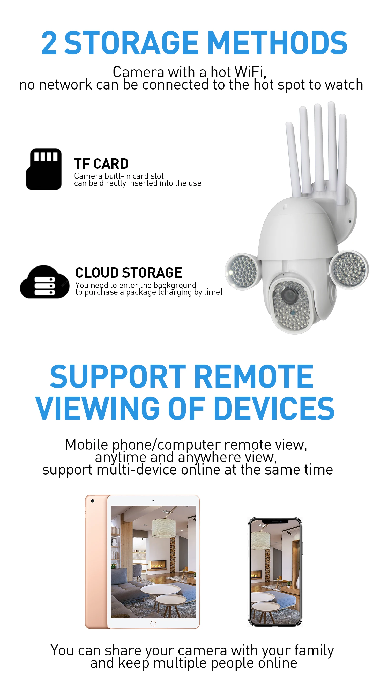 OUIO dome camera ip camera indoor and outdoor use 172 lights WIFI mobile phone remote high-definition night vision three modes h