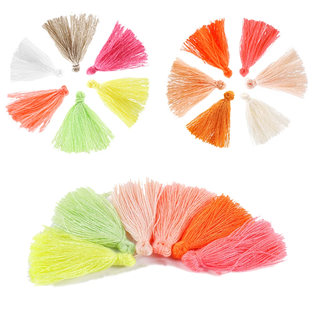 

100pcs Candy Colors Small Cotton Tassels Fringe Tassles Charm Pendant for DIY Dangle Earring Jewelry Making Accessories Supplies