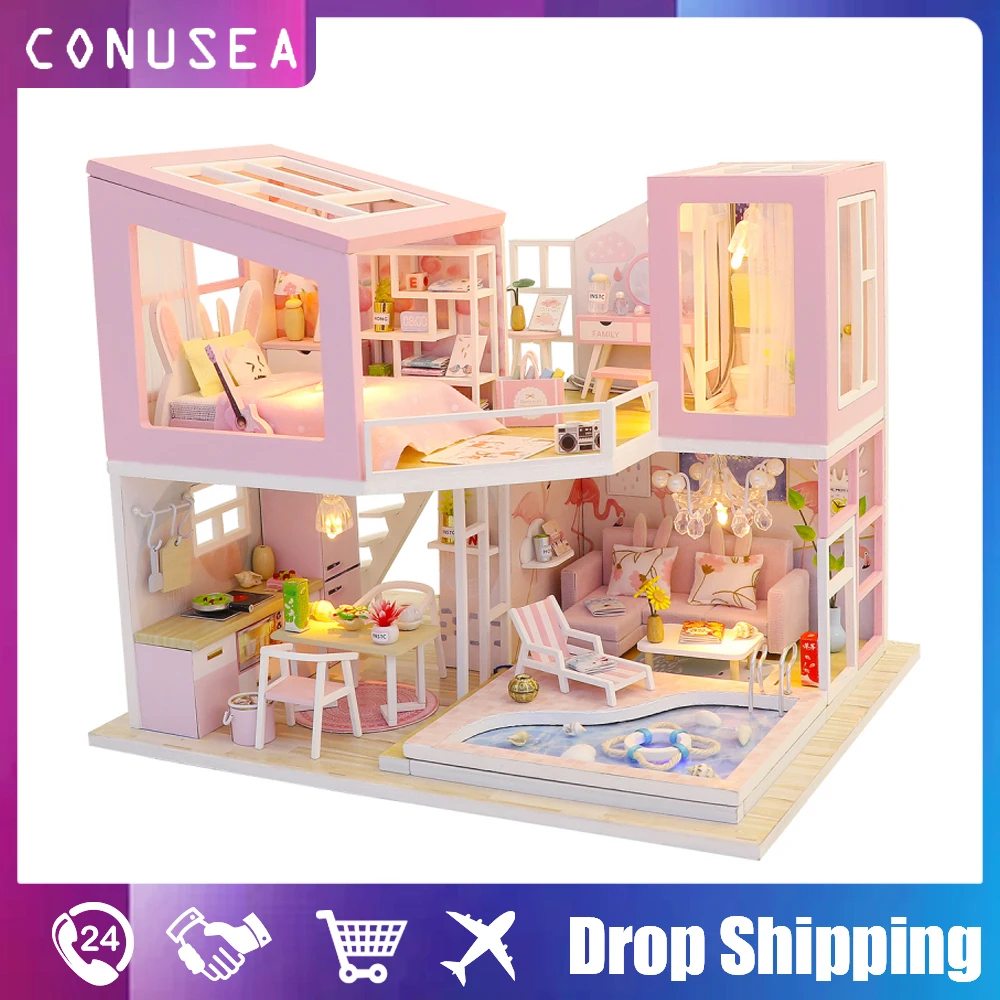 Handmade DIY Doll House kit Wooden House for dolls Toys girls room miniature building kit furniture dollhouse home Birthday Gift
Handmade DIY Doll House kit Wooden House for dolls Toys girls room miniature building kit furniture dollhouse home Birthday Gift