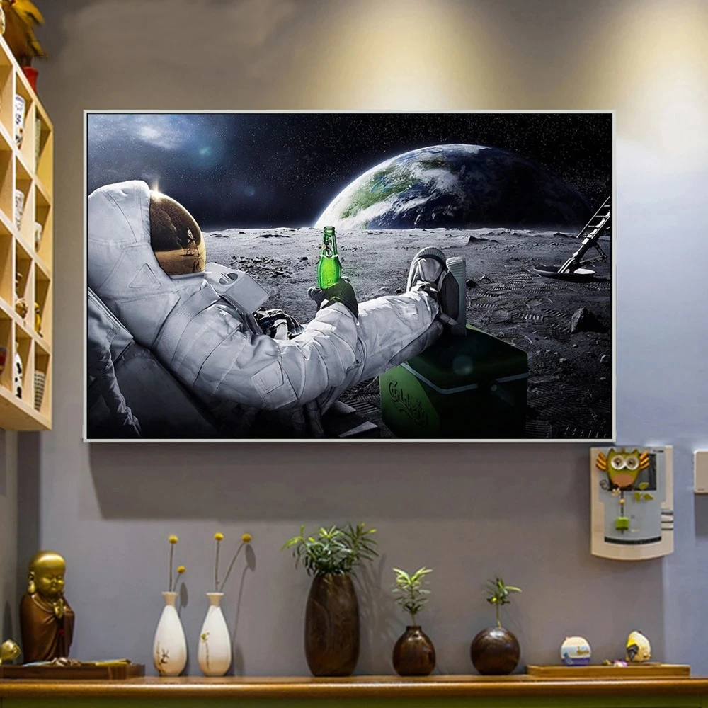 Astronaut resting on the moon drinking beer. The high-resolution pictures printed on canvas are wall art pictures and prints
Astronaut resting on the moon drinking beer. The high-resolution pictures printed on canvas are wall art pictures and prints