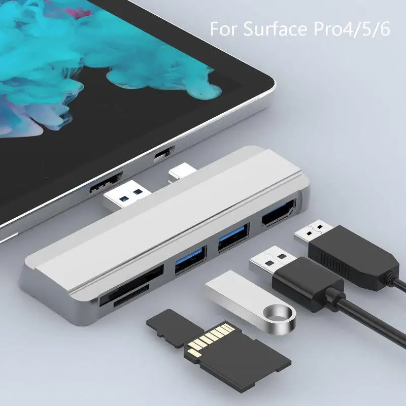 Mosible USB HUB 3.0 Docking Station for Microsoft Surface Pro 4/5/6 to USB3.0 Port HDMI-compatible SD/TF Reader Splitter Adapter
Mosible USB HUB 3.0 Docking Station for Microsoft Surface Pro 4/5/6 to USB3.0 Port HDMI-compatible SD/TF Reader Splitter Adapter
