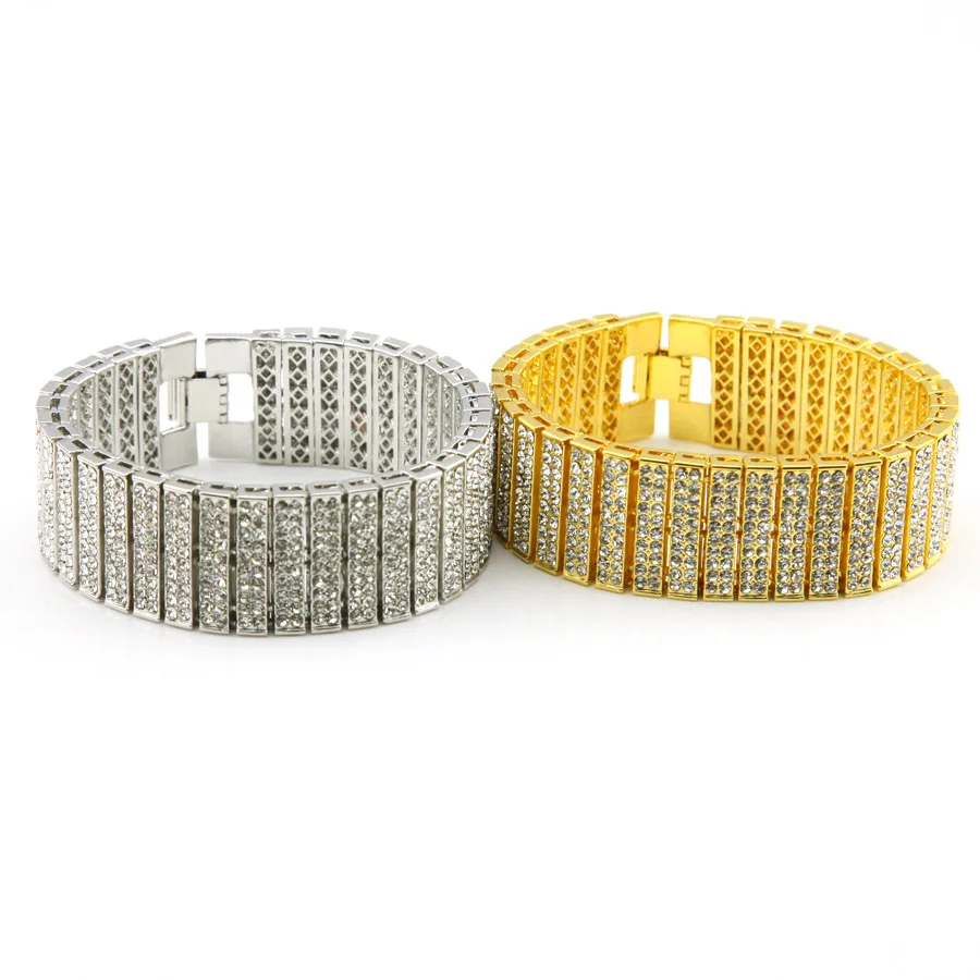 New Fashion Hip Hop Full Rhinestones Bling Iced Rapper Bracelet Gold Color Tennis Chain Bracelets Bangles for Men Gift Jewelry
New Fashion Hip Hop Full Rhinestones Bling Iced Rapper Bracelet Gold Color Tennis Chain Bracelets Bangles for Men Gift Jewelry