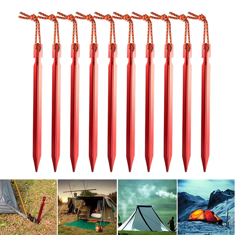 20 Pcs 18cm Tent Nails Professional Aluminum Tent Pegs with Rope Camping Equipment Outdoor Traveling Tent Fixed Accessories
20 Pcs 18cm Tent Nails Professional Aluminum Tent Pegs with Rope Camping Equipment Outdoor Traveling Tent Fixed Accessories