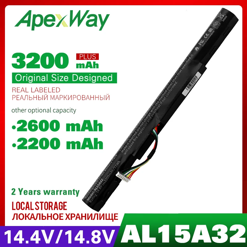 Apexway AL15A32 Laptop Battery For Acer Aspire E5-422G 472 E5-473 E5-473G E5-522 522G E5-532 E5-532T E5-573G E5-553G V3-574G
Apexway AL15A32 Laptop Battery For Acer Aspire E5-422G 472 E5-473 E5-473G E5-522 522G E5-532 E5-532T E5-573G E5-553G V3-574G