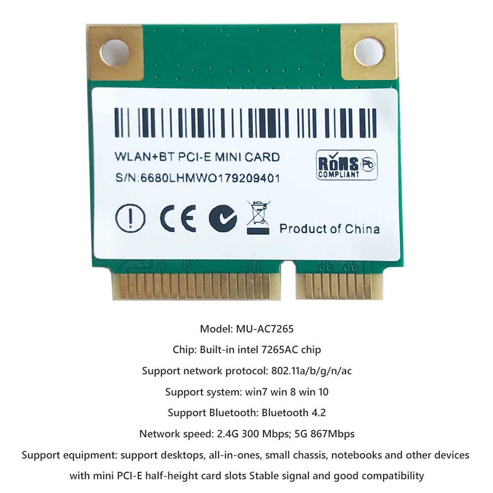 2021 Wireless Network Card Bluetooth Dual Band 1200Mbps Wireless Bluetooth 4.2 WiFi Network Card 2.4G/5G 802.11a/b
2021 Wireless Network Card Bluetooth Dual Band 1200Mbps Wireless Bluetooth 4.2 WiFi Network Card 2.4G/5G 802.11a/b