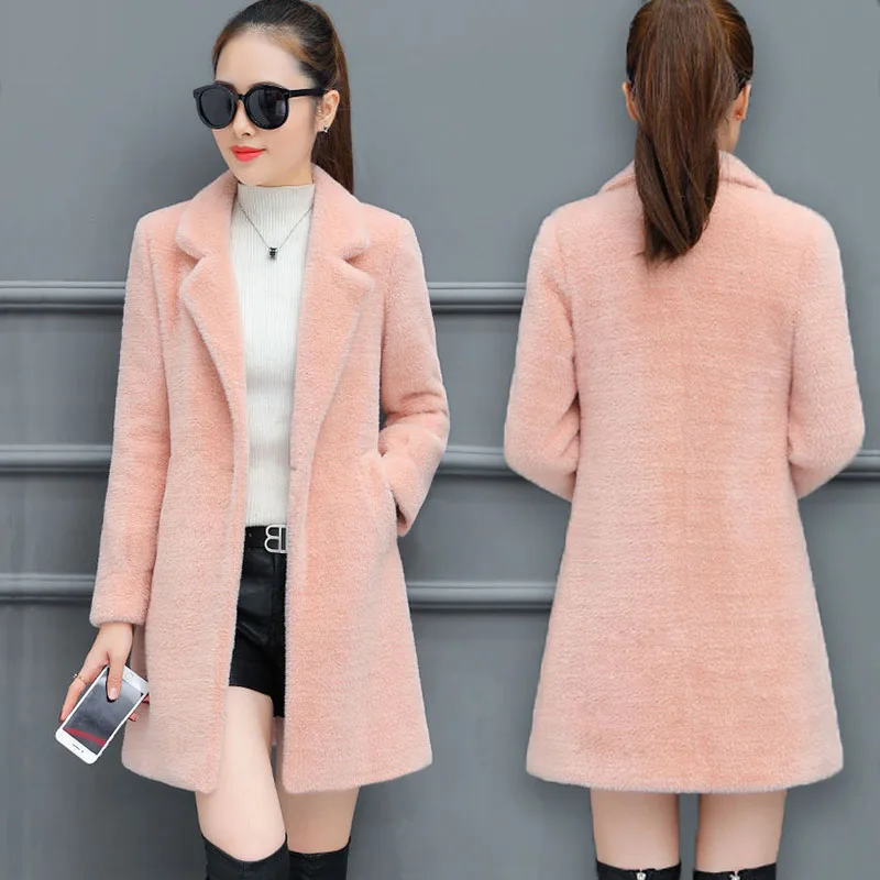 Autumn Winter Wool Coat Female Elegant Mid-Long New Korean Women popular Outerwear Thicken Warm Mink Faux Fur Coat Jacket R890
Autumn Winter Wool Coat Female Elegant Mid-Long New Korean Women popular Outerwear Thicken Warm Mink Faux Fur Coat Jacket R890