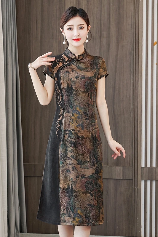 COIGARSAM Women Dress Summer 2021 Chinese Style Cheongsam Patchwork Short Sleeve Zipper Yellow Color Dresses Traf Robe Vestidos
COIGARSAM Women Dress Summer 2021 Chinese Style Cheongsam Patchwork Short Sleeve Zipper Yellow Color Dresses Traf Robe Vestidos