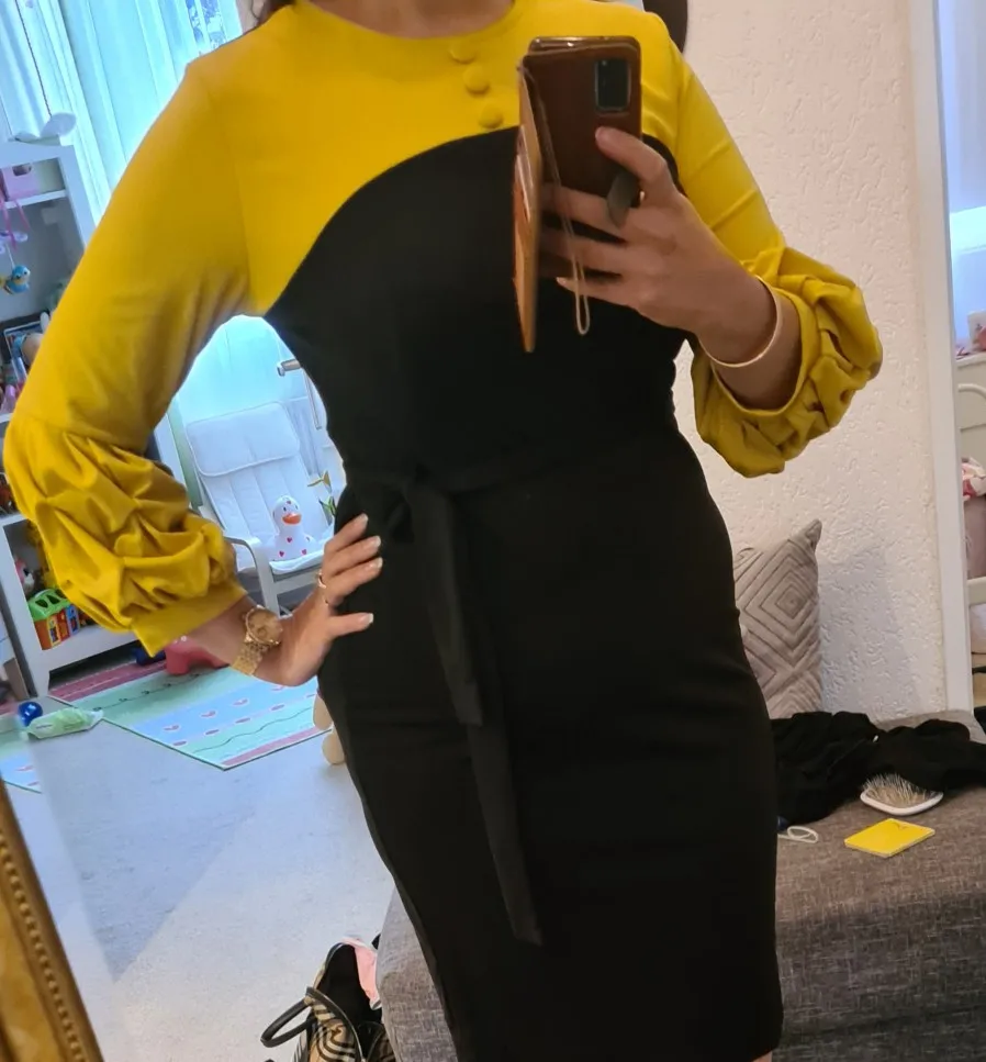 2021 Office Dresses For Ladies Color Block Long Sleeve Bodycon Africa Women Elegant Pencil Midi Dresses Spring Autumn Plus Size
2021 Office Dresses For Ladies Color Block Long Sleeve Bodycon Africa Women Elegant Pencil Midi Dresses Spring Autumn Plus Size