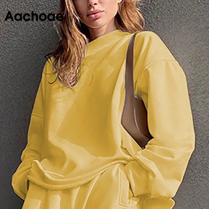 Aachoae Women O Neck Solid Sweatshirt Batwing Long Sleeve Loose Casual Hoodies Lady Soft Home Style Pullover Sweatshirts Female
Aachoae Women O Neck Solid Sweatshirt Batwing Long Sleeve Loose Casual Hoodies Lady Soft Home Style Pullover Sweatshirts Female