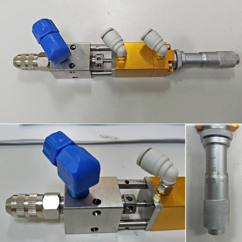 

High Quality Precision Fine-tuning Thimble Dispensing Valve / Small Flow Dispensing Valve With Micrometer 4-7Kgf/cm 1/8"npt (f)