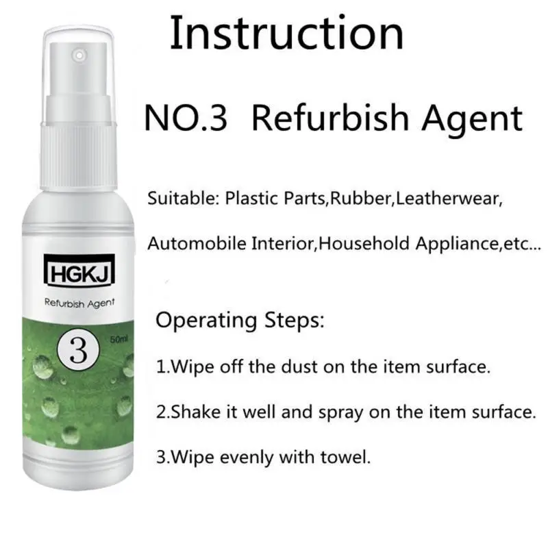 20/50mL Auto Car Interior Renewal Plastic Parts Retreading Agent Interior Maintenance Cleaner Refurbisher Agent Car Care 
20/50mL Auto Car Interior Renewal Plastic Parts Retreading Agent Interior Maintenance Cleaner Refurbisher Agent Car Care