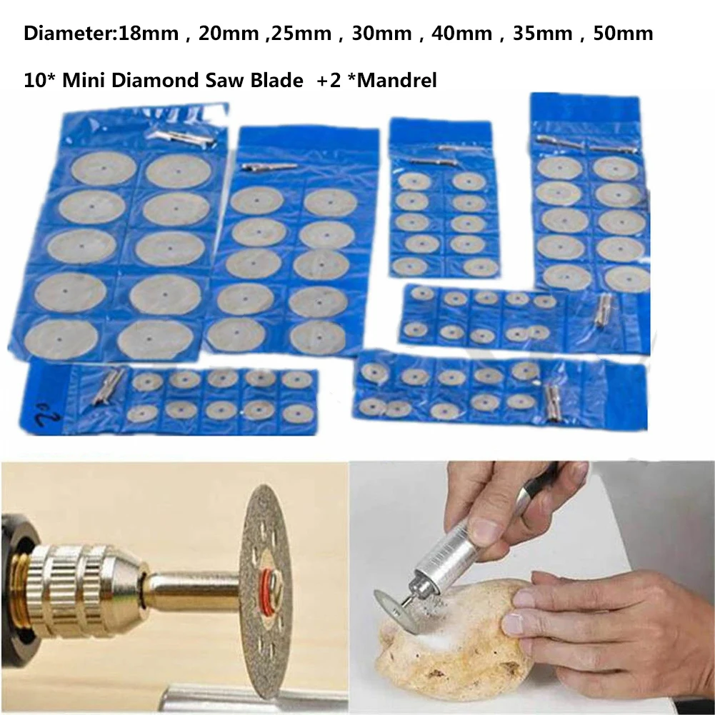 10x Mini Diamond Saw Blade Cutting Disc Rotary Wheel Grinding +2 Mandrel Tool For Carpentry Crafts Cutting Hard Materials
10x Mini Diamond Saw Blade Cutting Disc Rotary Wheel Grinding +2 Mandrel Tool For Carpentry Crafts Cutting Hard Materials
