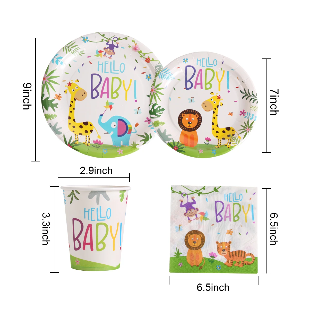 PATIMATE Cartoon Animal Disposable Tableware Set Baby Shower Kids Birthday Party Decorations Child Jungle Safari Party Supplies 
PATIMATE Cartoon Animal Disposable Tableware Set Baby Shower Kids Birthday Party Decorations Child Jungle Safari Party Supplies