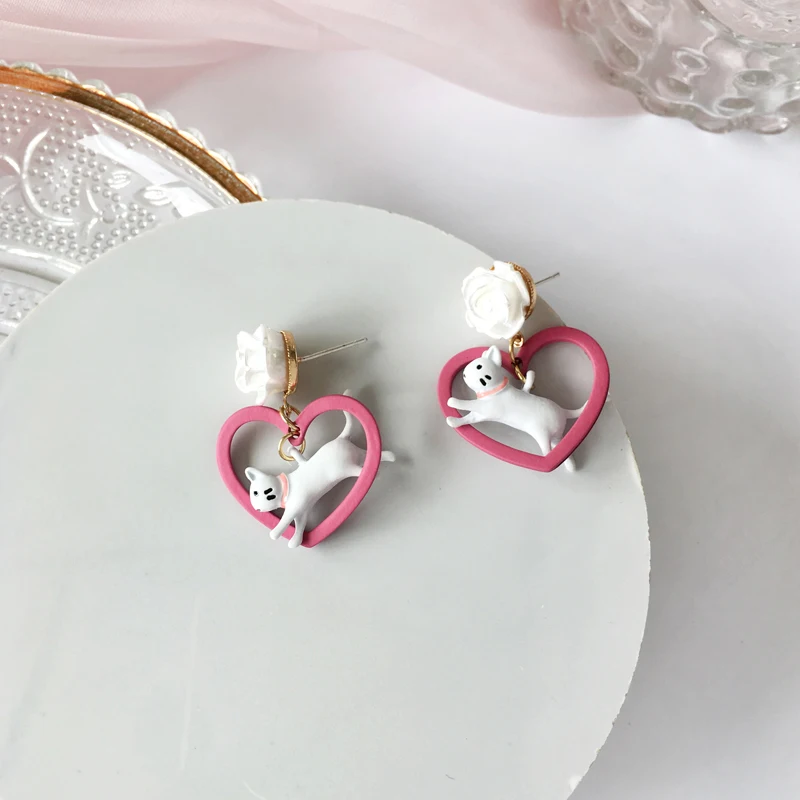 S925 needle Cute Jewelry White Flower Earrings Lovely Design Sweet Pink Heart Rabbit Drop Dangle Earring For Young Girl Gifts
S925 needle Cute Jewelry White Flower Earrings Lovely Design Sweet Pink Heart Rabbit Drop Dangle Earring For Young Girl Gifts