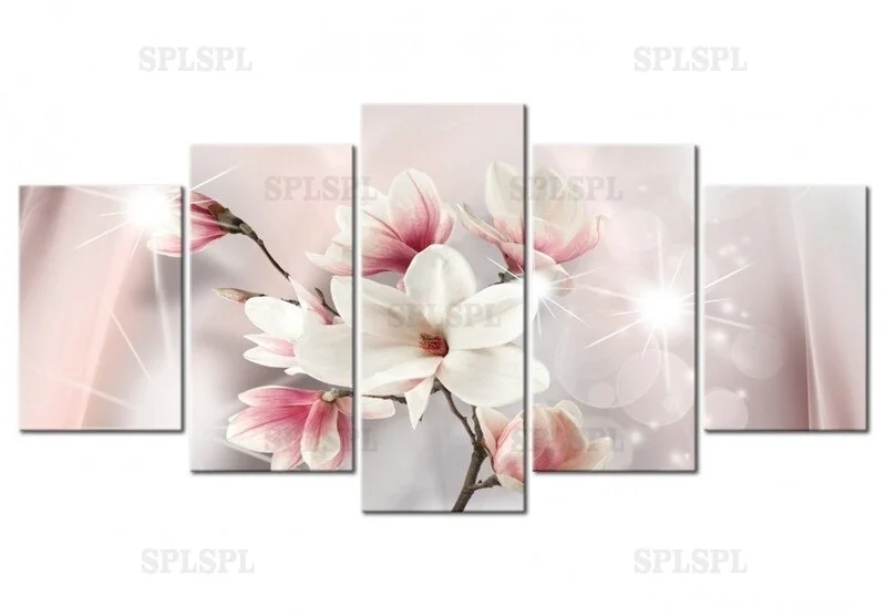 5 Pieces White Pink Wall Art Taking Off Birds Canvas Painting Magnolias Posters and HD Prints Modular Pictures for Living Room
5 Pieces White Pink Wall Art Taking Off Birds Canvas Painting Magnolias Posters and HD Prints Modular Pictures for Living Room