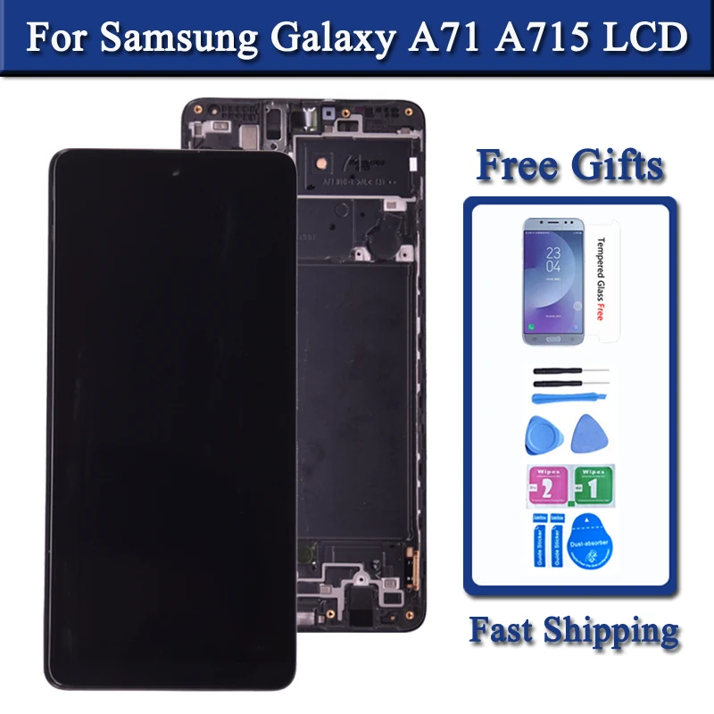 Экран 6,7 дюймов для Samsung Galaxy A71 A715, ЖК-дисплей с сенсорным экраном и дигитайзером в сборе с рамкой для A715F A715W A715X, дисплей
Экран 6,7 дюймов для Samsung Galaxy A71 A715, ЖК-дисплей с сенсорным экраном и дигитайзером в сборе с рамкой для A715F A715W A715X, дисплей