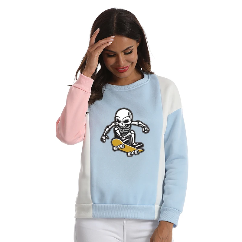 Kawaii Women's Hoodie Pullover Fleece Hit Color Fleece O-neck Crative Skateboard Skeleton Printed Harajuku Tracksuit Sweatshirts
Kawaii Women's Hoodie Pullover Fleece Hit Color Fleece O-neck Crative Skateboard Skeleton Printed Harajuku Tracksuit Sweatshirts