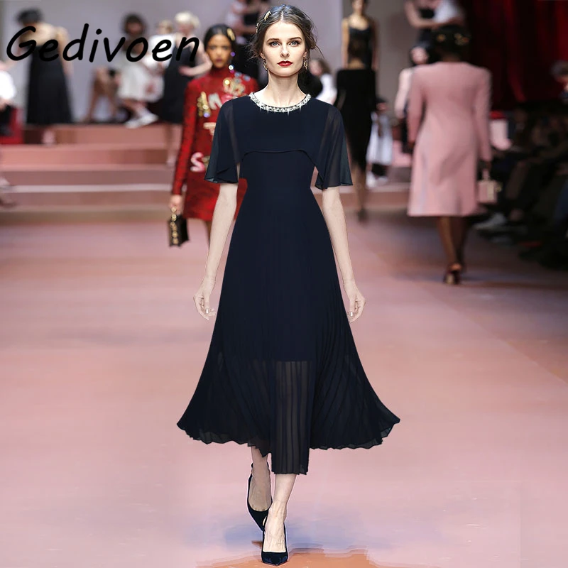 Gedivoen Runway Vintage Solid Color Dress Women's O-Neck Luxury Diamond Draped Patchwork High Waist Ankle-Length Dresses
Gedivoen Runway Vintage Solid Color Dress Women's O-Neck Luxury Diamond Draped Patchwork High Waist Ankle-Length Dresses