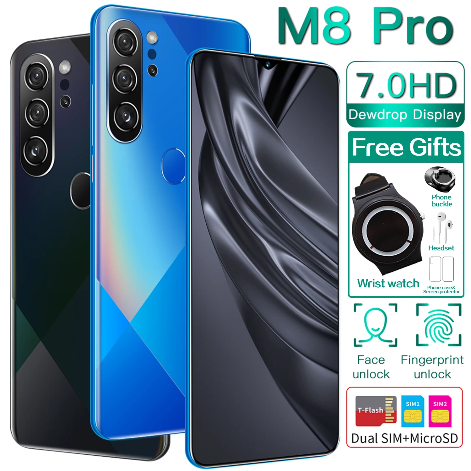 M8 Pro Universal 5G Smartphones Android 10.0 12GB+512GB MTK-6899 10-Core Mobile Phones 7.0 inch HD+ 24+48MP Camera Cellphones
M8 Pro Universal 5G Smartphones Android 10.0 12GB+512GB MTK-6899 10-Core Mobile Phones 7.0 inch HD+ 24+48MP Camera Cellphones