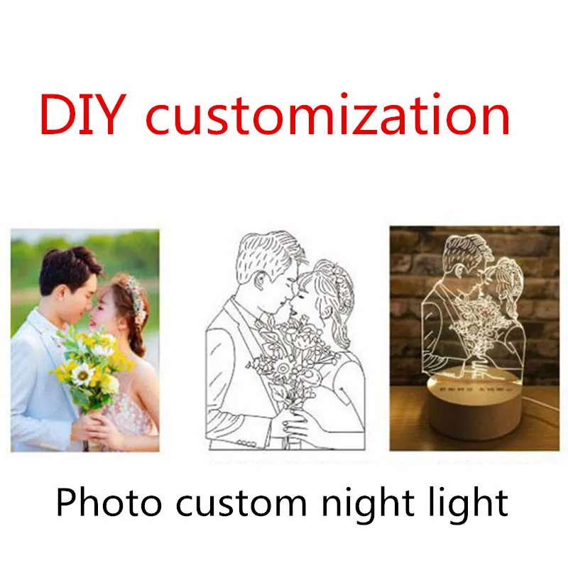 Personalized Customized 3D Night Light USB Wooden Base DIY Night Lamp For Wedding Christmas Gift Holiday Light Custom Text Photo
Personalized Customized 3D Night Light USB Wooden Base DIY Night Lamp For Wedding Christmas Gift Holiday Light Custom Text Photo